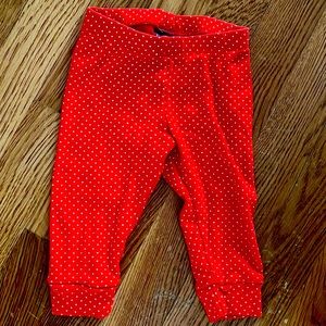 Tea Collection leggings; red with white dots. 6-12 months